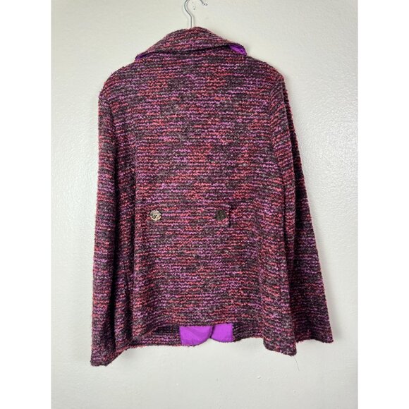 Susan Graver Womens Tweed Button Up Jacket size Medium Wool Blend Pink Purple - Picture 13 of 15
